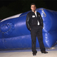 Atchley on set beside a high-fall air bag, which he has never gotten to use onscreen.